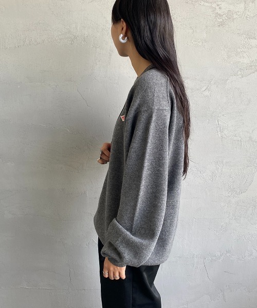 DANTON/ダントン] ワンポイントクルーネック プルオーバーニット