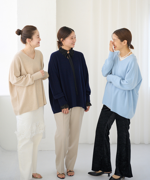 追加2》Fineニュージーウール ニュアンス Vプルオーバー（ニット