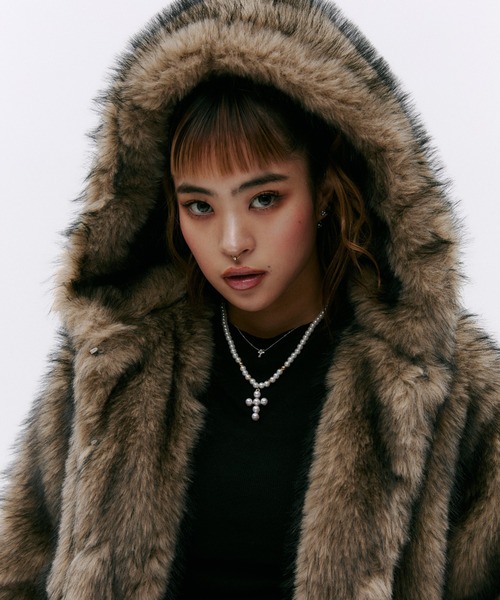 フード付きファージャケット（その他アウター）｜GOSSIP CLUB