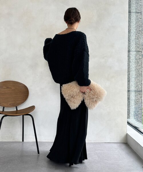 DouDou（ドゥドゥ）の「ウールスラブロービングニット（ニット