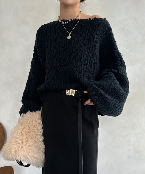 セール】ウールスラブロービングニット（ニット/セーター）｜DouDou