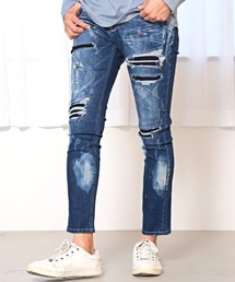 ダメージスキニー ダメージ ジーンズ」に該当するブルー・ネイビー