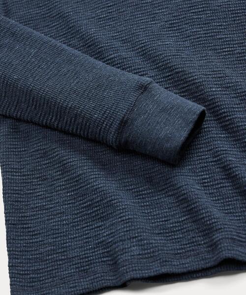 ガーメントダイド ワッフルニット ヘンリーネック シャツ（Tシャツ
