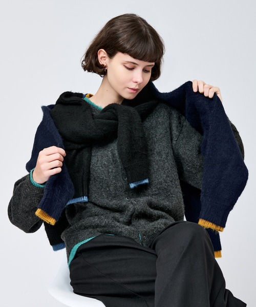 WETTEMPT（ウィテンプト）の「CREW NECK BRUSHED LAYERED CARDIGAN