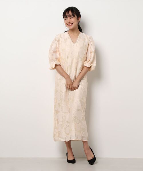 Ameri（アメリ）の「FLOWER JACQUARD STRAIGHT DRESS（ワンピース