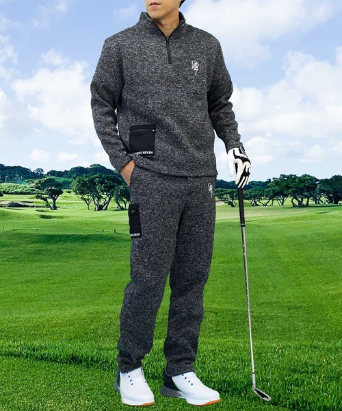 セール】ゴルフウェア 上下セットアップ ニットフリース トレーナー