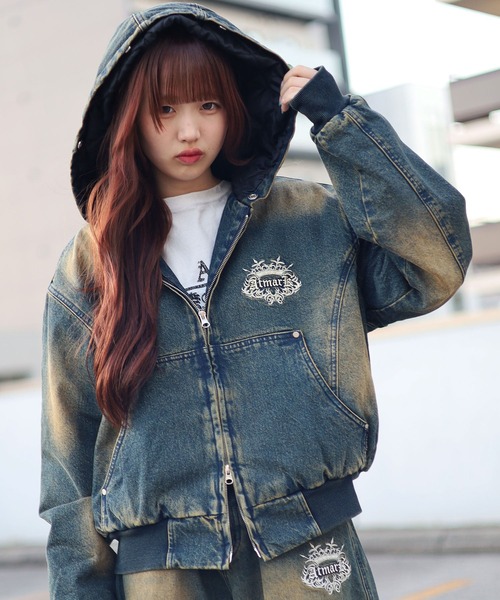 2サイズ展開 / UNISEX 》ATMARKトライバルクラウンロゴデニム