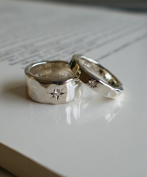 SILVER925ダイヤ後光留めシルバーリング(細)メンズ/レディース（リング