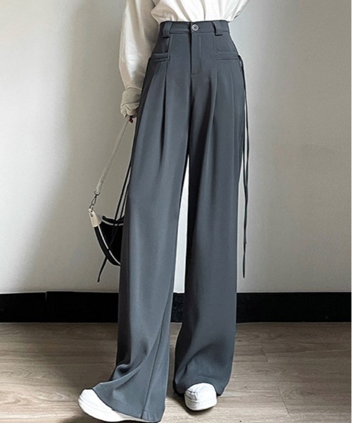 セール】セミワイド フレアパンツ ワイドパンツ（スラックス