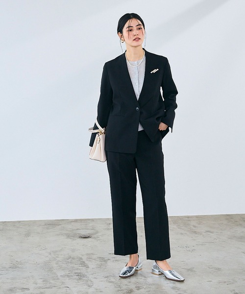 セール】《洗える・シワになりにくい》2点セット 正解 ノーカラー