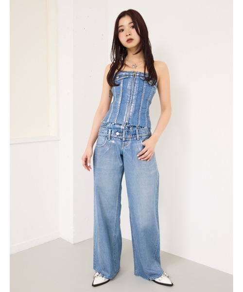 SLY（スライ）の「【限定展開】METALIC FRONT ZIP CORSET メタリック