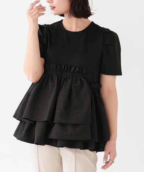 セール】アシメペプラムジャガードトップス【ZOZO限定商品】（シャツ