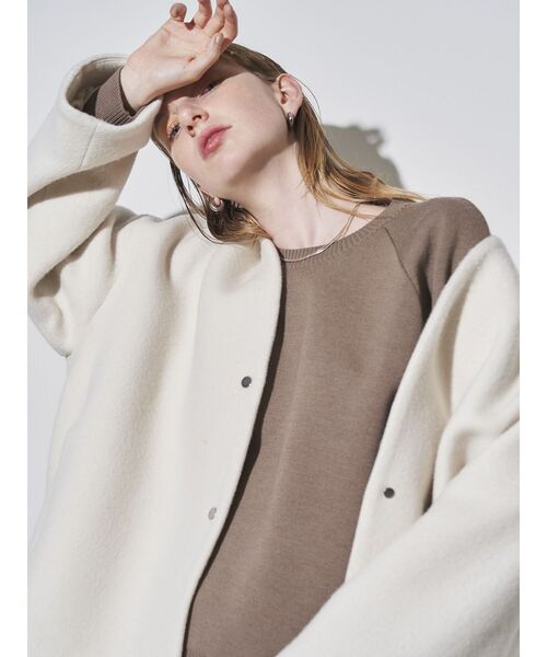 フォルムショートウールコート（ノーカラーコート）｜ELENDEEK（エレン