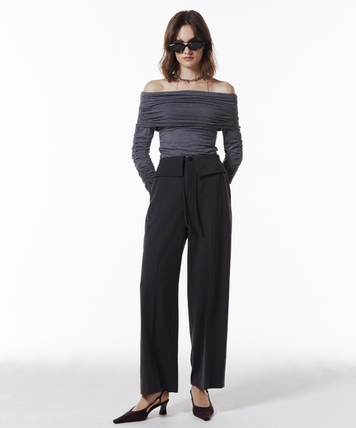GATHER OFFSHOULDER LONG TOPS/ギャザーオフショルダーロングトップス