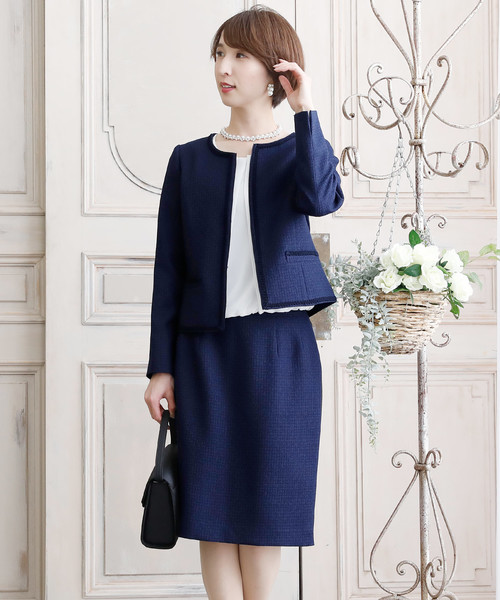 セール】レースグログランリボンジャケットスーツ3点セット スカート