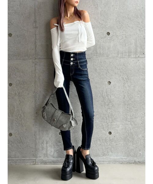 WEB限定】【TINY低身長さん向け】ハイウエストウエストクロススキニー