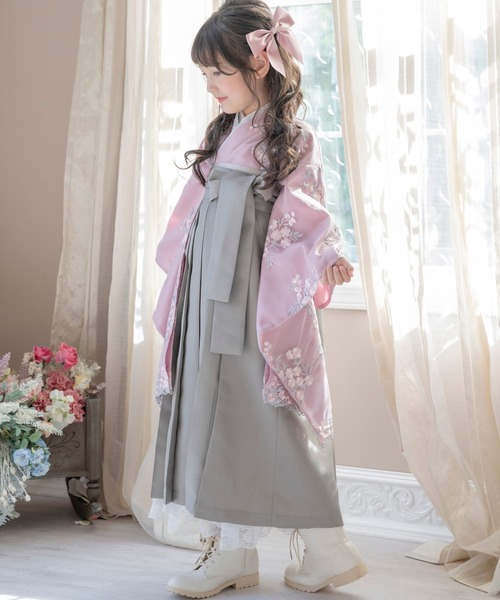 セール】花刺繍チュールレース 袴一体型着物ワンピース（着物