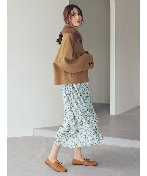 セール】2wayファーカラーリバーショートコート（チェスターコート