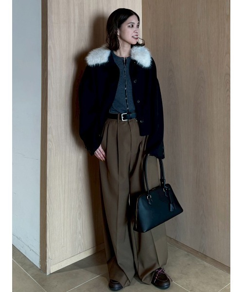 セール】2wayファーカラーリバーショートコート（チェスターコート