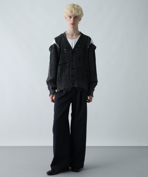 セール】BIGダメージZIPカーディガン(HARE)（カーディガン/ボレロ