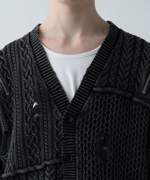 セール】BIGダメージZIPカーディガン(HARE)（カーディガン/ボレロ