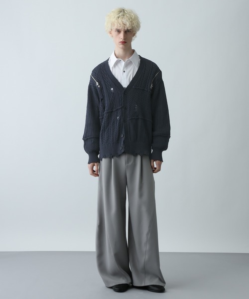 セール】BIGダメージZIPカーディガン(HARE)（カーディガン/ボレロ