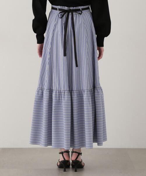 セール】リボン付きストライプスカート / 1215120305（スカート