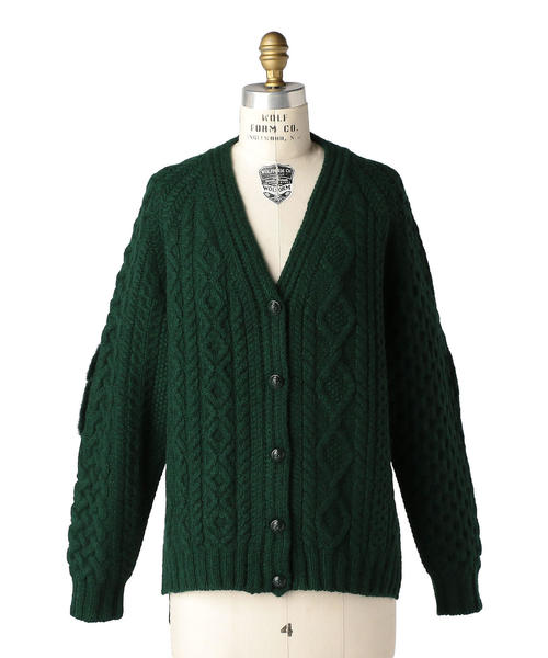 Drawer（ドゥロワー）の「Drawer アラン編みミンクパッチカーディガン