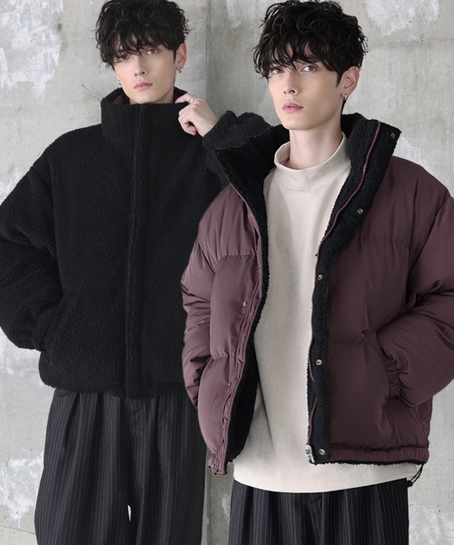 タフタ×ボア リバーシブル機能性中綿ジャケット 【600フィルパワー