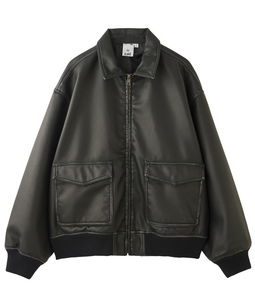 X-girl（エックスガール）の「DISTRESSED FAUX LEATHER JACKET