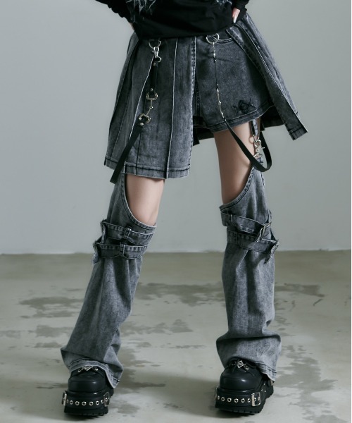 REFLEM/レフレム』レッグカバー付きレイヤードデニムショーパン