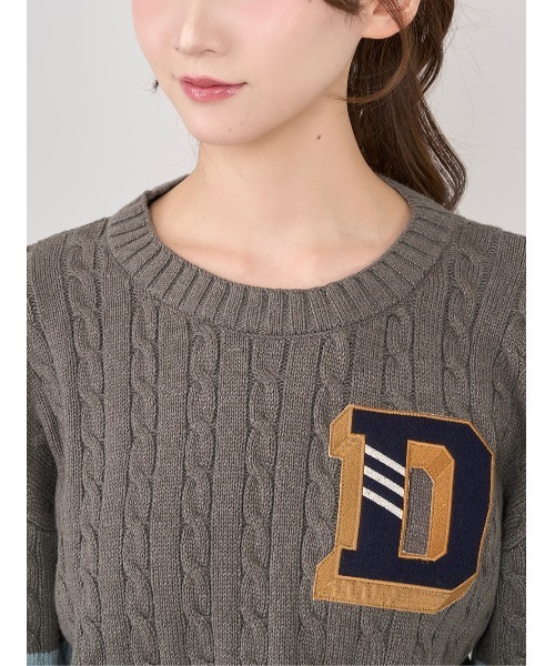 カレッジワッペンショートニットトップス（ニット/セーター）｜Darich