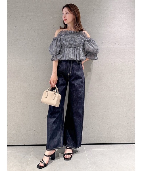 SNIDEL（スナイデル）の「Sustainableギャザーオフショルブラウス