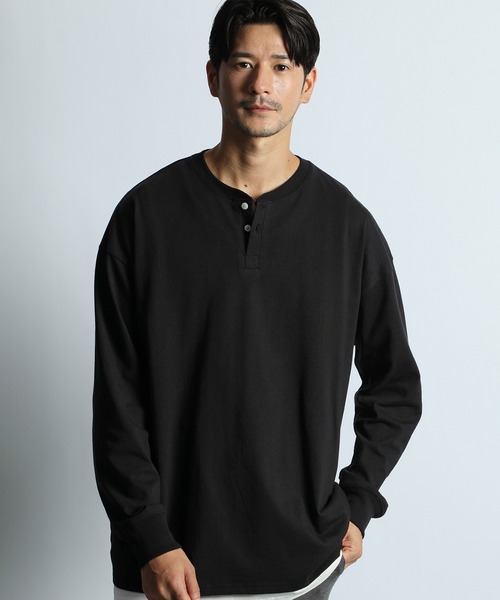 8オンス ヘビーウェイト オーバーサイズ ヘンリーネック ロンT（T