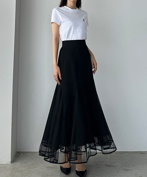 Louere（ルエレ）の「裾パイピングチュールマーメイドスカート