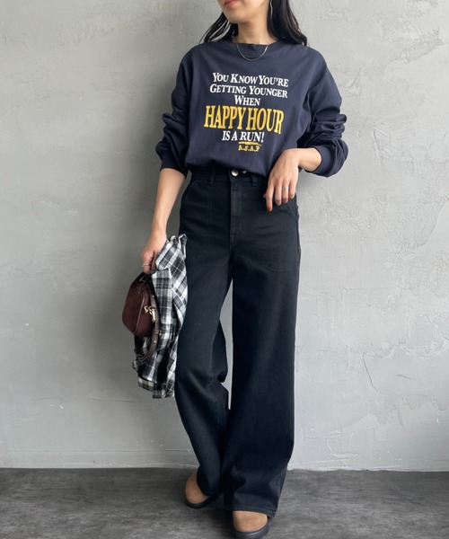 SOMETHING/サムシング] LISA レースアップ ワイドデニム（デニムパンツ