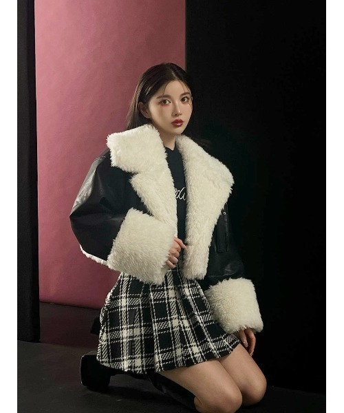 セール】プードルファーライダースジャケット（ライダースジャケット