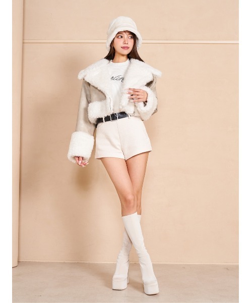 セール】プードルファーライダースジャケット（ライダースジャケット