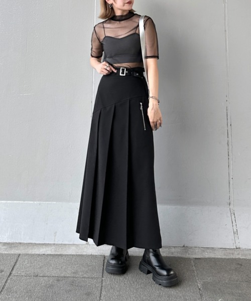 セール】【jiasecond.】アシメプリーツロングタイトスカート / ベルト