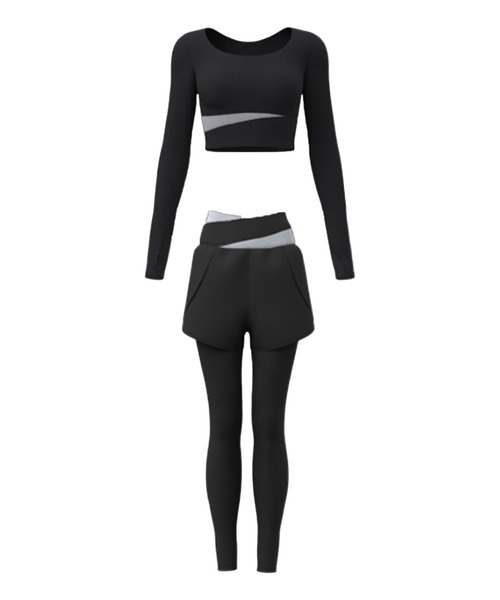 セール】【大きいサイズ有/吸汗速乾/ストレッチ有】長袖ヨガウェア