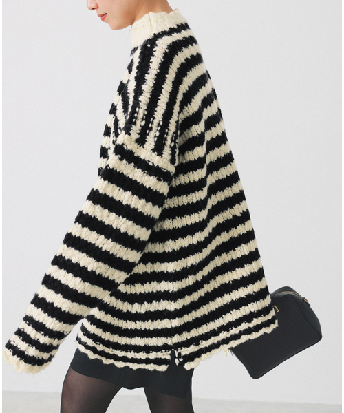 IENA（イエナ）の「《WEB限定/追加2》BLACK ハイネックボーダーニット