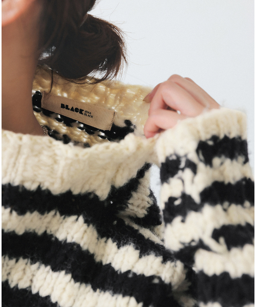 IENA（イエナ）の「《WEB限定/追加2》BLACK ハイネックボーダーニット