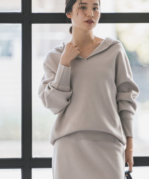 セール】《追加》接結タック編みフードプルオーバー（ニット/セーター