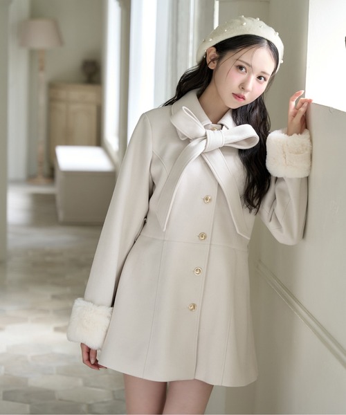 2wayリボンミドルコート/SMサイズあり（ステンカラーコート）｜one