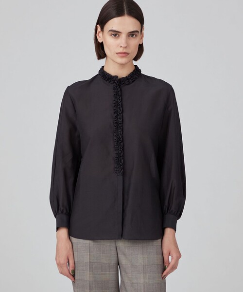 コットンシルクオーガンジー フリルブラウス（シャツ/ブラウス