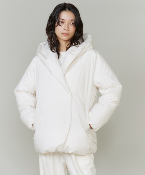 セール】ショールカラーフードダウンコート「ショート丈」（ダウン