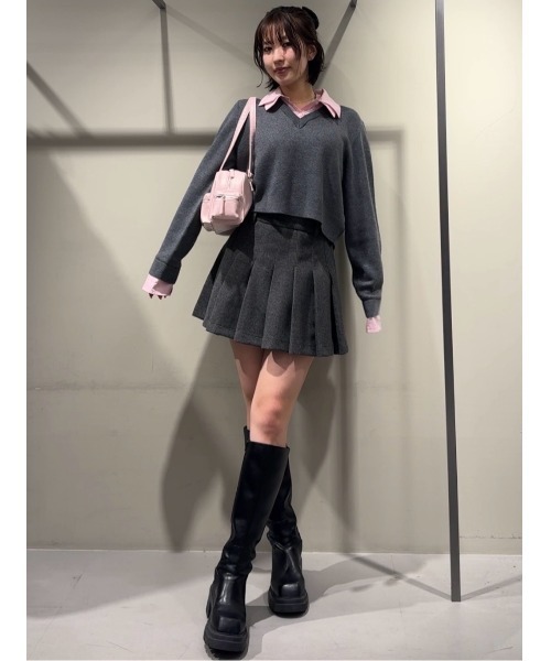 SLY（スライ）の「LAYERED LIKE CROP KNIT TOPS レイヤードライク