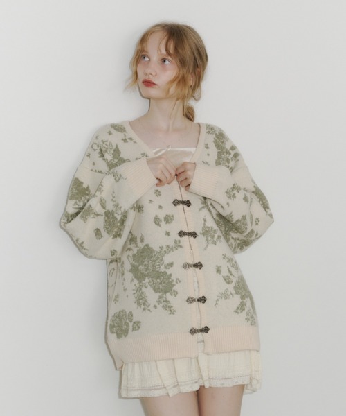 セール】【 新色追加 / 4色展開 】flower china cardigan/花柄