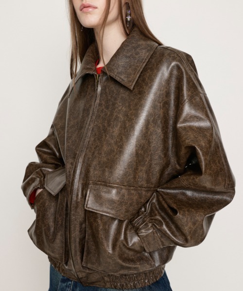 SLY（スライ）の「FAUX LEATHER ZIP UP BZ フォー レザー ジップ