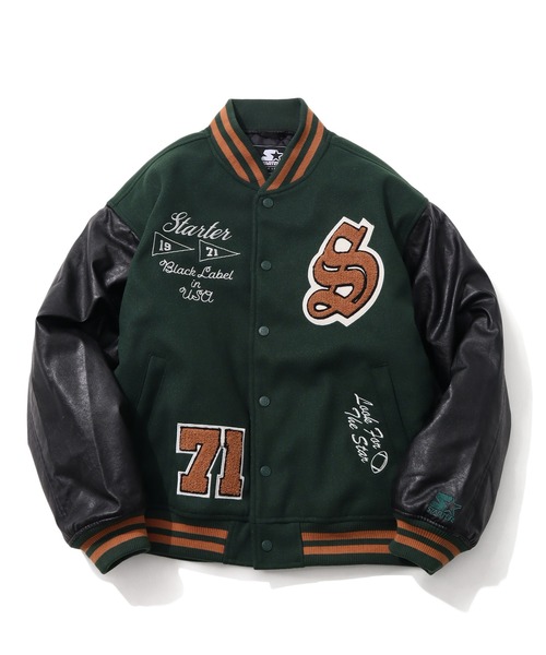 セール】【STARTER /スターター】 袖 PU フェイク メルトン 中綿